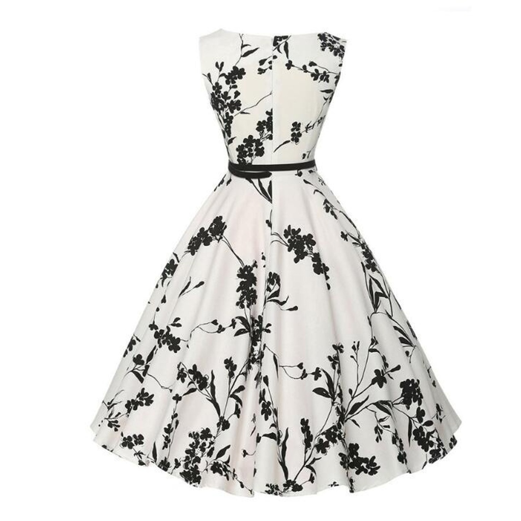 Summer Vestidos Dress Clothing Floral Robe Retro Swing Casual Vintage Rockabilly Dresses #4