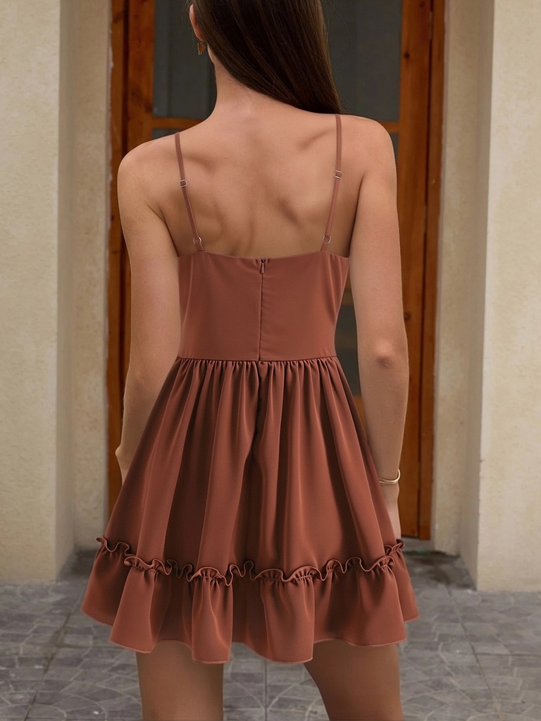 Summer Dresses for Women 2026 V-Neck Spaghetti Strap Bowknot Backless Sleeveless Lace Mini Swing Skater Dress #4