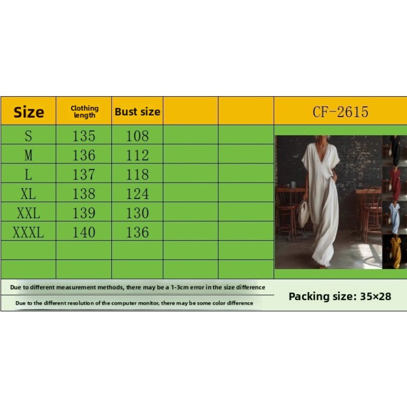 European Spring Summer Lace Trim Loose Cotton Linen Maxi Dress Elegant Casual Breathable Long Dress #2