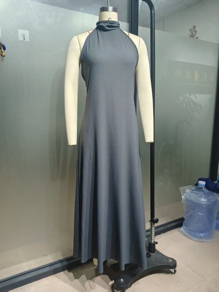 2026 Summer New Bohemian Off-shoulder Loose Maxi Dress For Women, Elegant Flowy Halter Neck Long Dress #5
