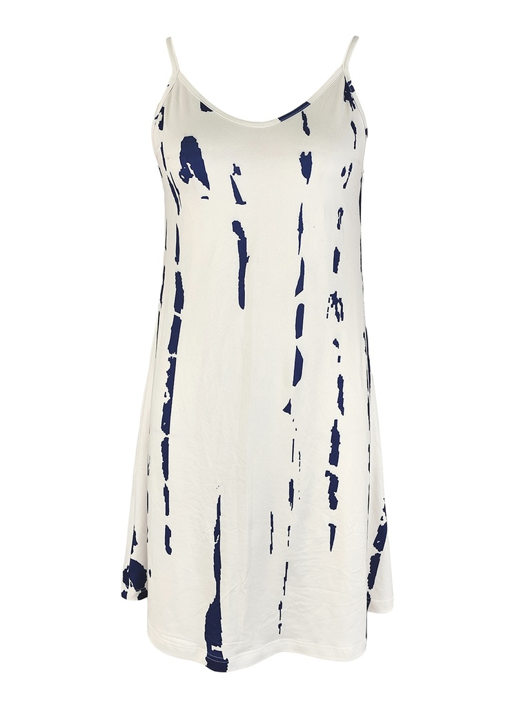 Women Summer Casual Camisole Dress Abstract Print V-Neck Sleeveless Loose Fit Beach Sundress Backless A-Line Holiday Vestidos #6