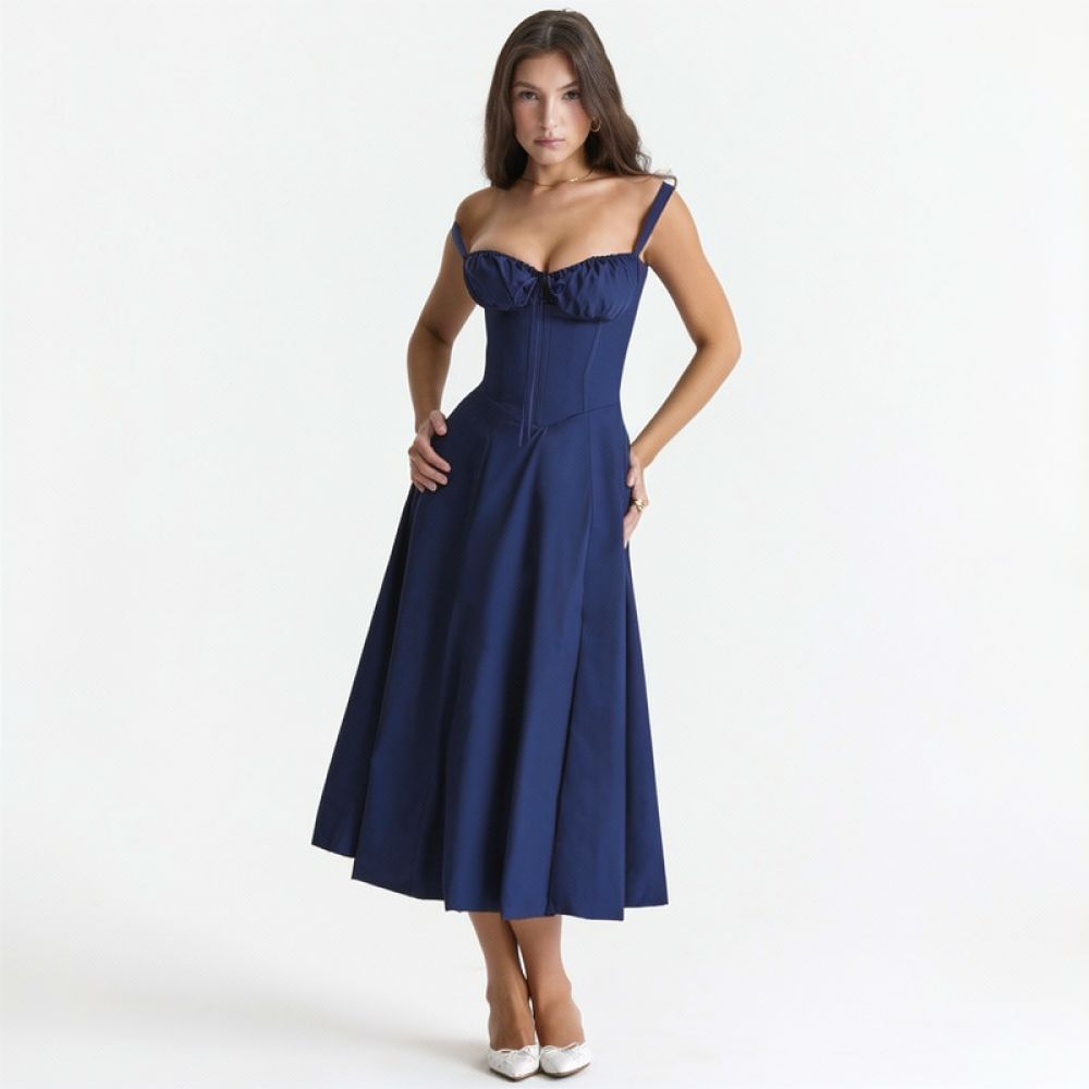 Women Summer Dress Sleeveless Spaghetti Strap Slim Fit Elegant Casual Solid Color Long Office Beach Evening Gown #6