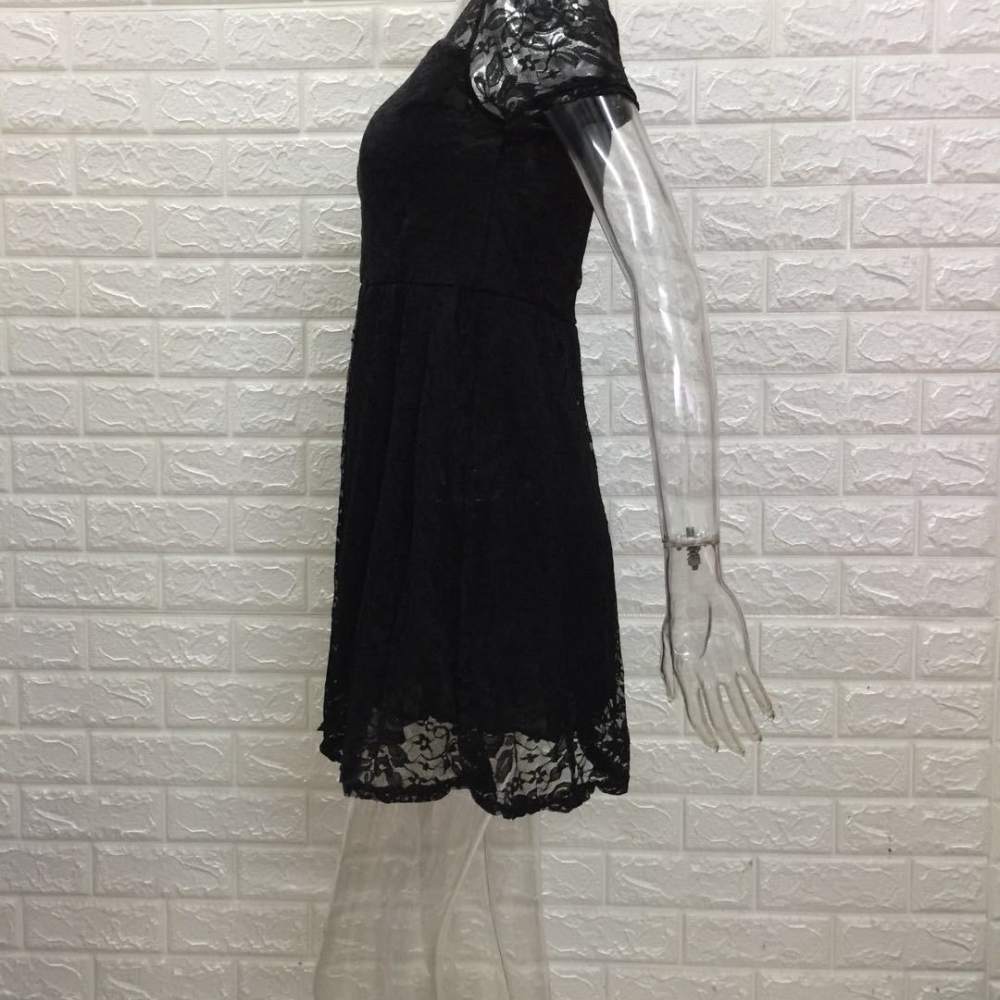 Women Summer Casual Blue Lace Dress Elegant Round Neck Short Sleeve Midi Dresses Slim Fit Fashion Office Lady Chic Gown #2