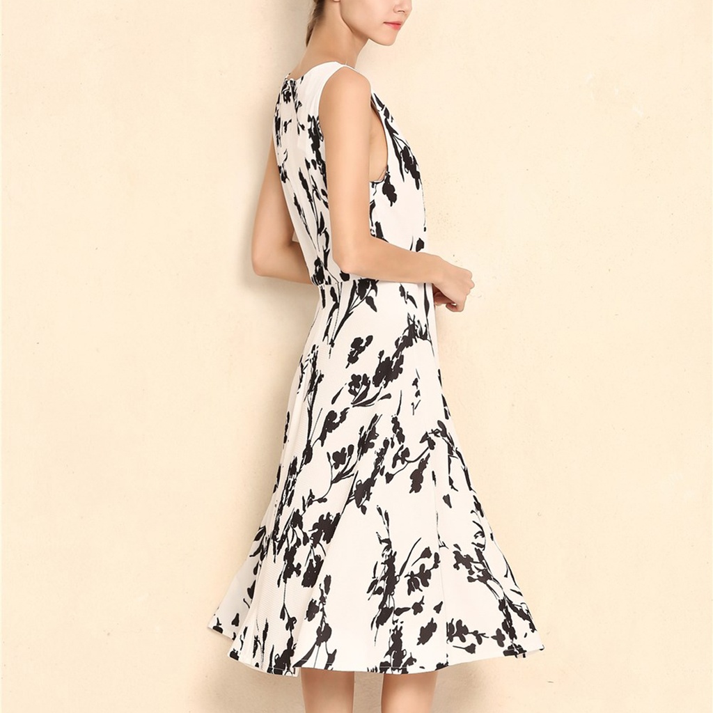 Summer Women Dress Clothing Floral Print Robe Retro Swing Casual Vintage Rockabilly #3