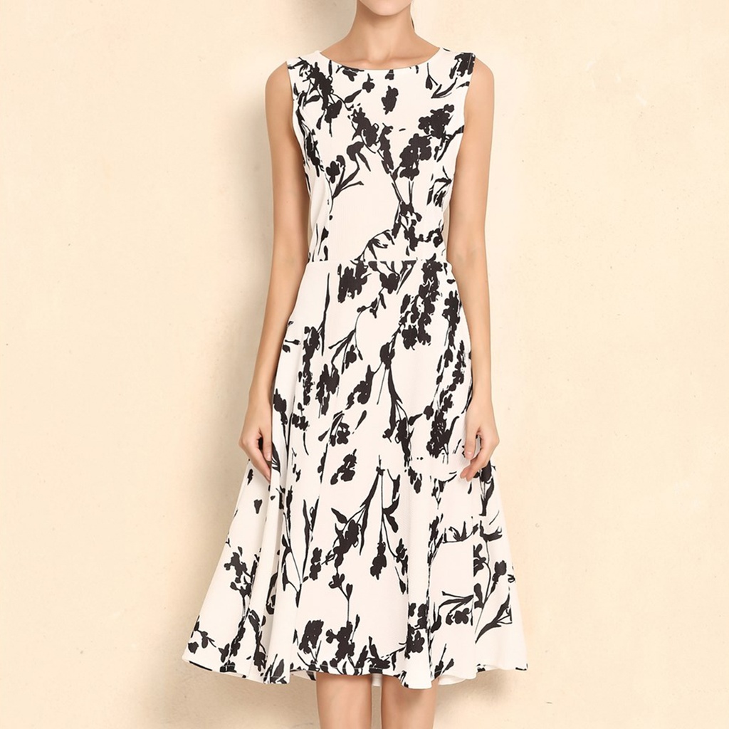 Summer Women Dress Clothing Floral Print Robe Retro Swing Casual Vintage Rockabilly #4
