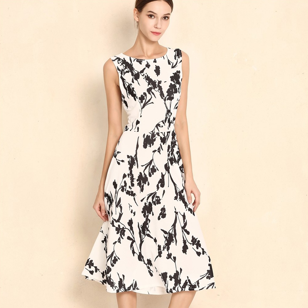 Summer Women Dress Clothing Floral Print Robe Retro Swing Casual Vintage Rockabilly #5