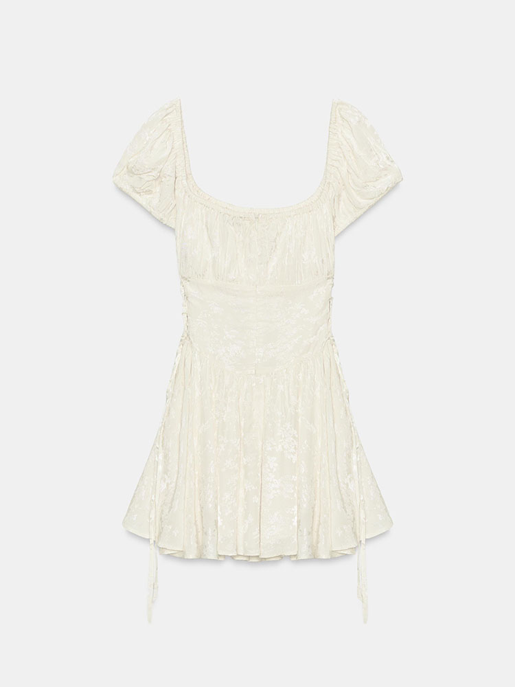 Fashionable Summer New Arrival Women's Dress Elegantly Embellished with  Knot Short Sleeve Floral Embroidery Gown #4
