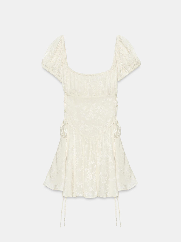 Fashionable Summer New Arrival Women's Dress Elegantly Embellished with  Knot Short Sleeve Floral Embroidery Gown #5