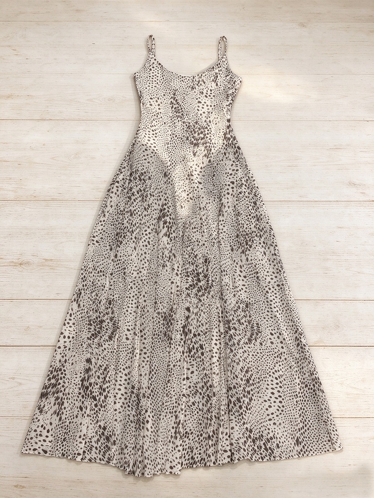 Women Summer Y2K Aesthetics Leopard Spot Print Maxi Dress Spaghetti Strap Scoop Neck Slim Flared Long Sundress For Beach Holiday #3