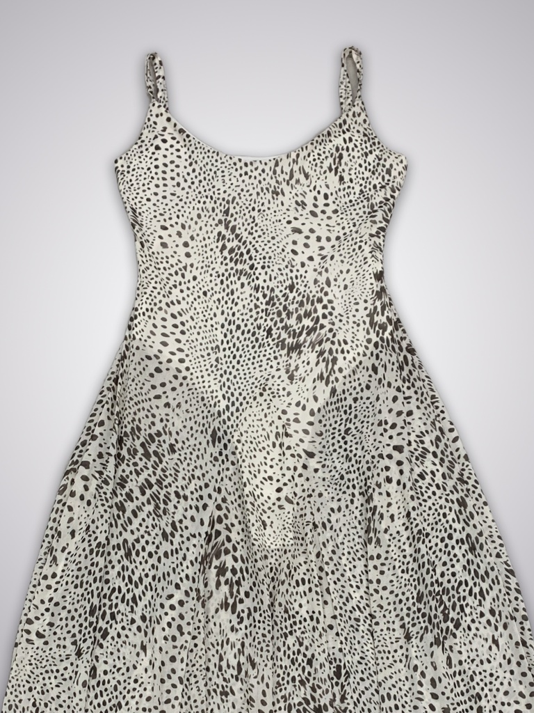 Women Summer Y2K Aesthetics Leopard Spot Print Maxi Dress Spaghetti Strap Scoop Neck Slim Flared Long Sundress For Beach Holiday #6