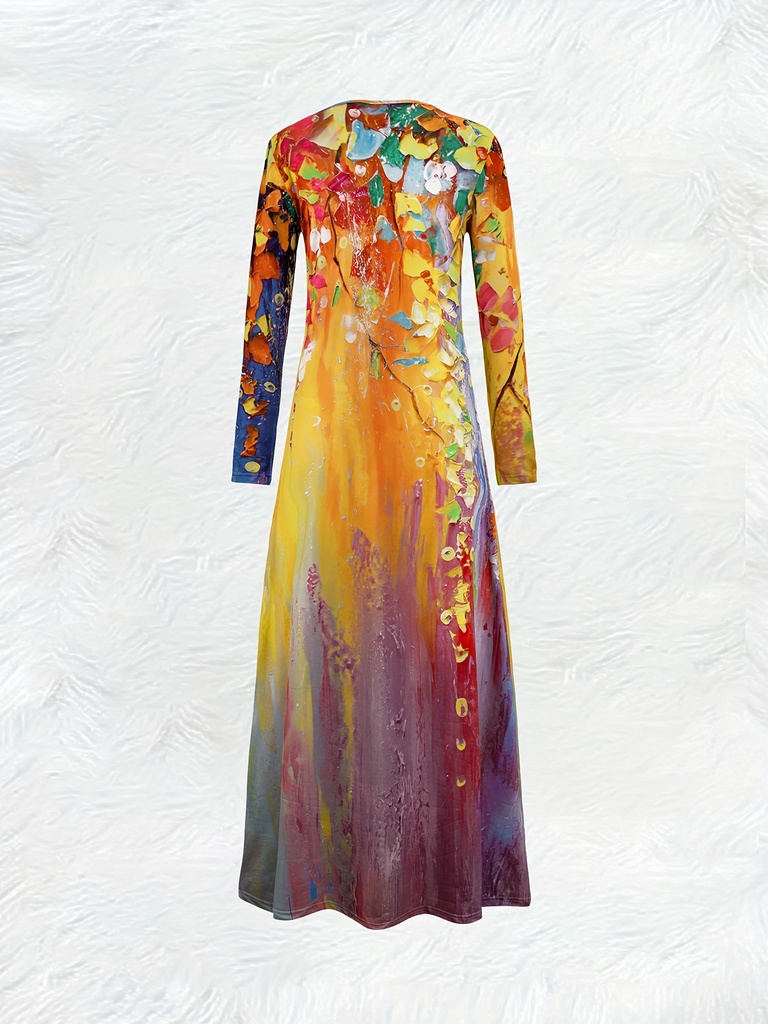 Long Sleeve Dress for Women Vacation Style Casual Summer Dress Flowy Maxi Dress Elegant Evening Dress Trendy Fall Winter #2