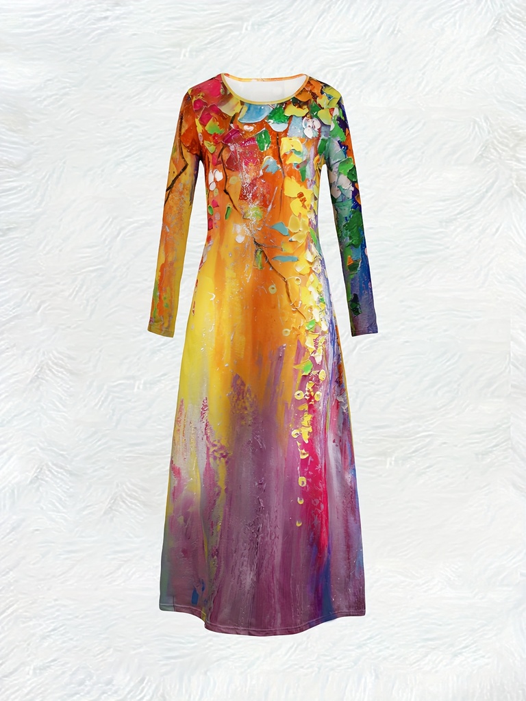 Long Sleeve Dress for Women Vacation Style Casual Summer Dress Flowy Maxi Dress Elegant Evening Dress Trendy Fall Winter #3