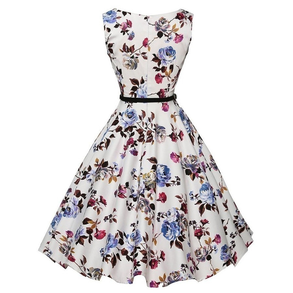 Summer Vestidos Dress Clothing Floral Robe Retro Swing Casual Vintage Rockabilly Dresses #2