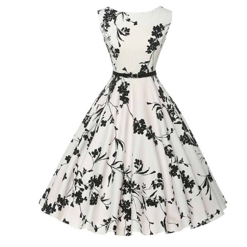 Summer Vestidos Dress Clothing Floral Robe Retro Swing Casual Vintage Rockabilly Dresses #3