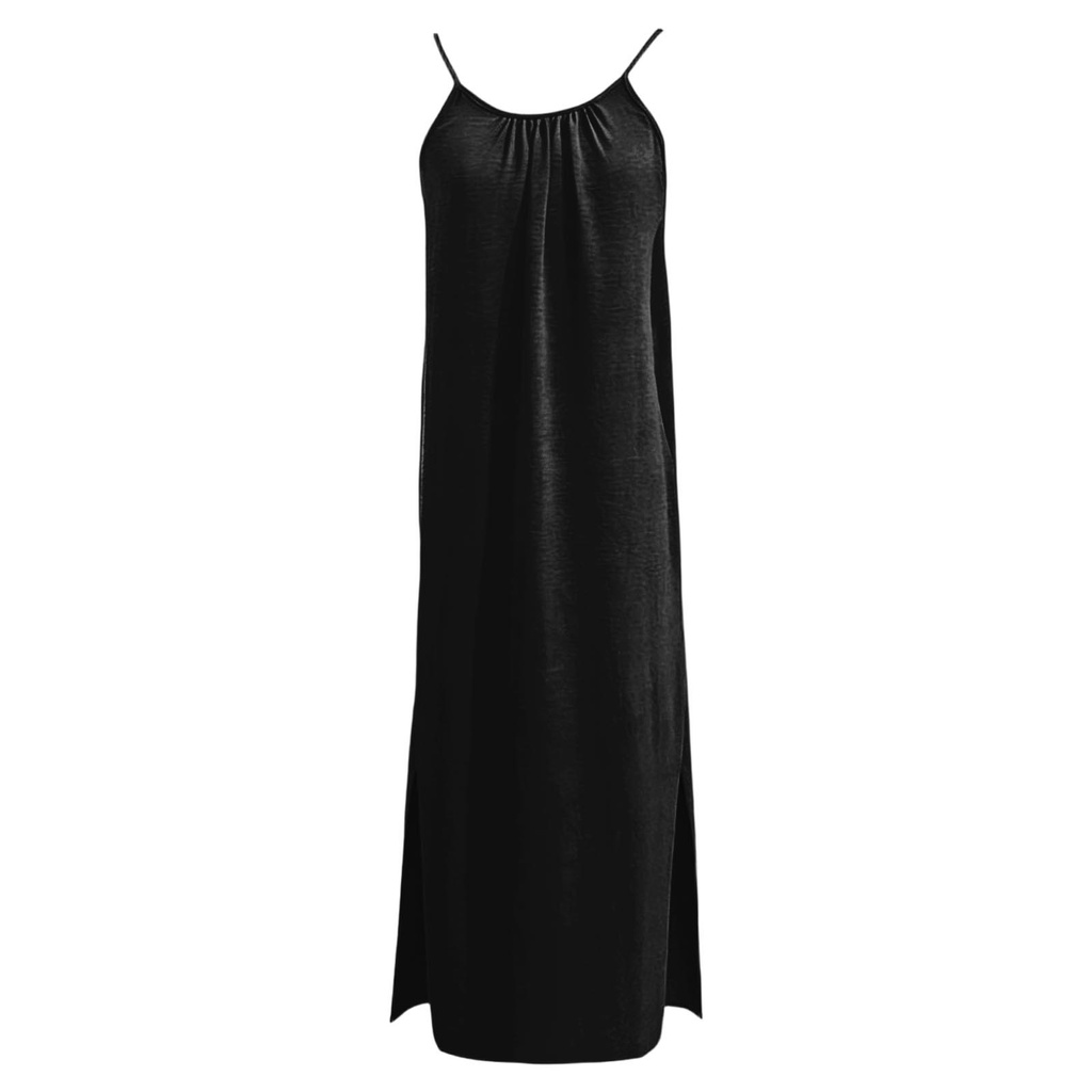 [12000056606495438] Backless Spaghetti Strap Maxi Dress (Black, XL)