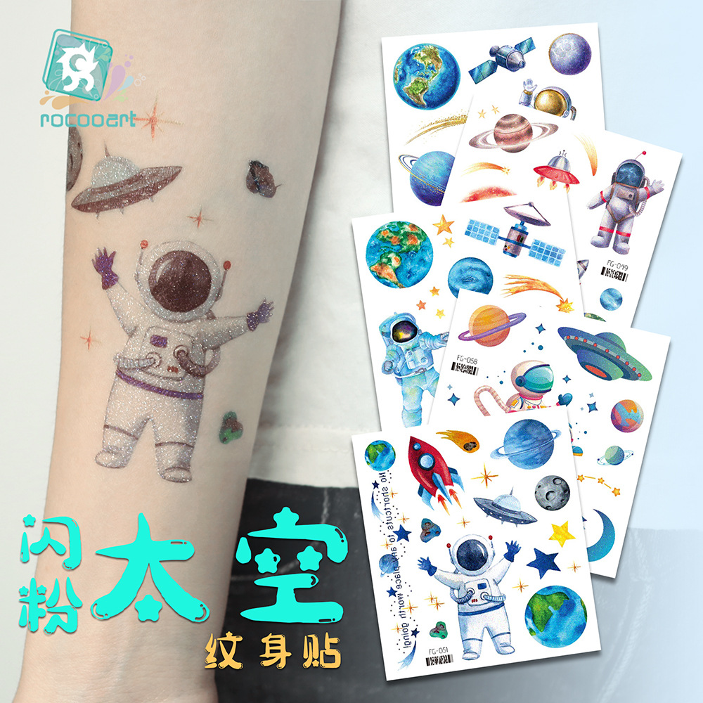 Waterproof Glitter Powder Tattoo Sticker Dream Space Tattoo Sticker Cartoon Children Tattoo Sticker