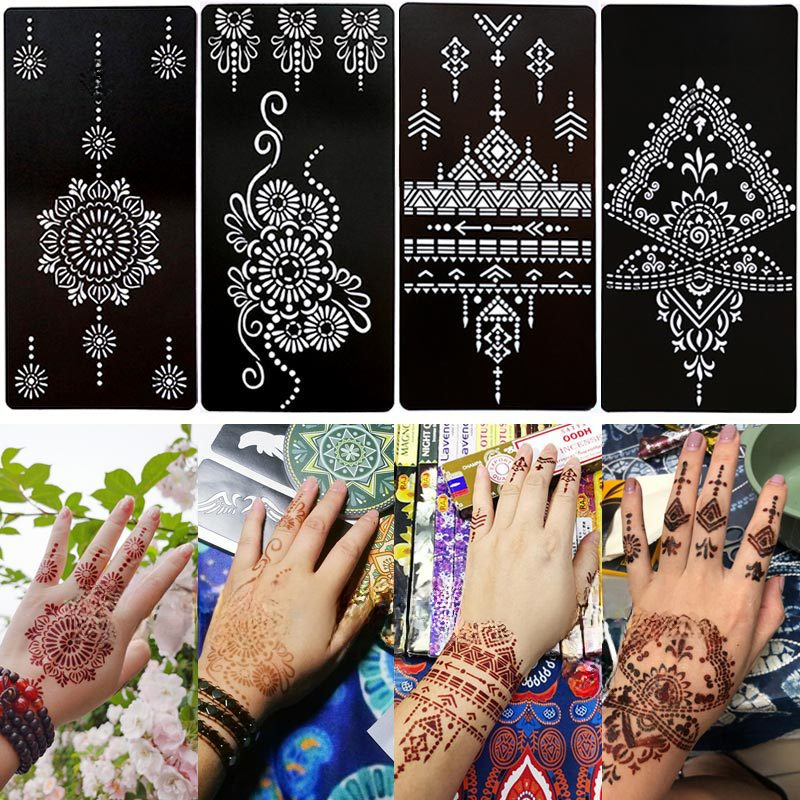 Indian traditional Hena tattoo Stencils hand painted hollow template a three-layer sticker