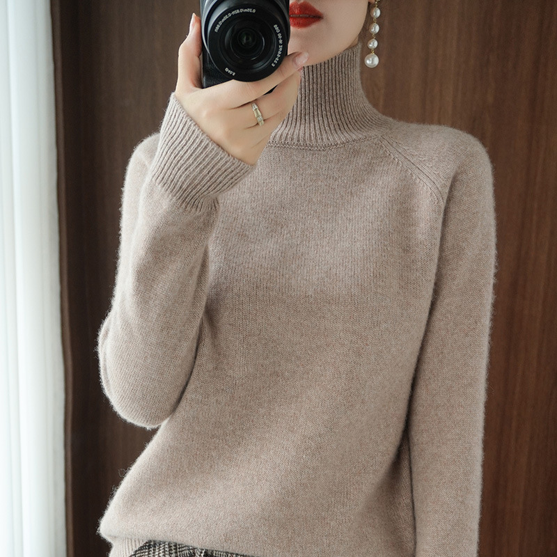 Autumn and Winter Women's Turtleneck Sweater Short Thickened Korean-style Loose Inner Half-turtleneck Inner Base Knit Sweater for Women