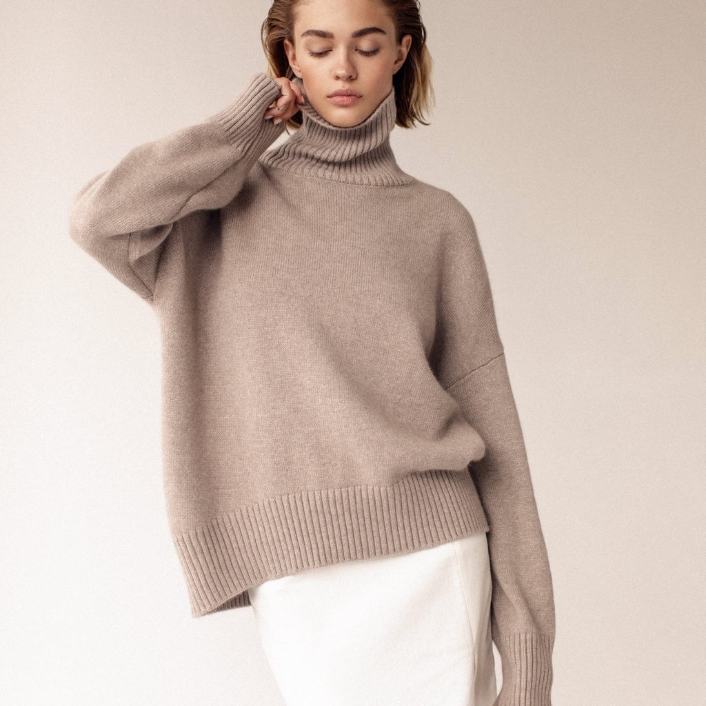 03 Explosions Thickened Knitted Sweater Autumn and Winter Loose High Neck Sweater