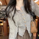 Soft Waxy Loop Yarn Furry Crewneck Sweater Cardigan Women's Autumn Korean Loose Slim Jacket Women