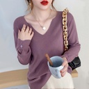 V-neck sweater autumn long sleeve thin top early autumn sweater Korean gentle style base shirt