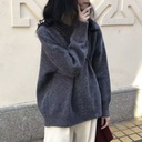 Solid Color Soft Waxy Lazy Style Pullover Sweater Women's Autumn and Winter Loose All-match Round Neck Sweater for Outer Wear