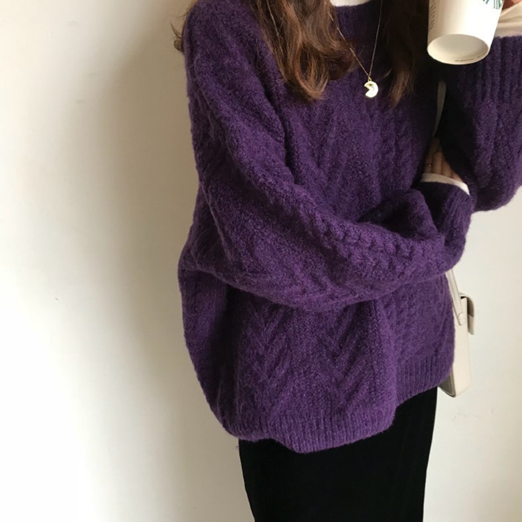 Internet Celebrity Thickened Retro Twist Sweater Women's Autumn and Winter Outer Wear Spring Loose Lazy Retro Hong Kong Style Knitted Sweater for Women