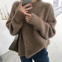 Japanese Sweater Women's Lazy Style Loose Solid Color Round Neck Pullover Sweater Women's Autumn and Winter Long Sleeve Thickened Knitted Top