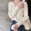 Trendy Brand ins Fashionable Elegant Long-sleeved Sweater Women's V-neck Pullover Loose All-match Knitted Bottoming Top