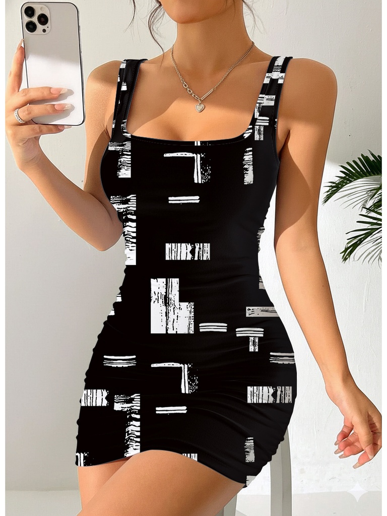 [12000058401594050] Geometric Print Camisole Dress (XL)