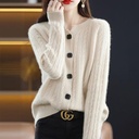 Single Breasted Twist Cardigan Spring and Autumn Korean Fashion Sweater Loose Lazy Style Knitted Jacket Top