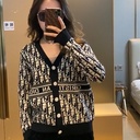 Knitted Sweater Women's Autumn and Winter Coat Trendy insD Jacquard Old Flower Printed Knitted Cardigan Loose V-Neck Coat