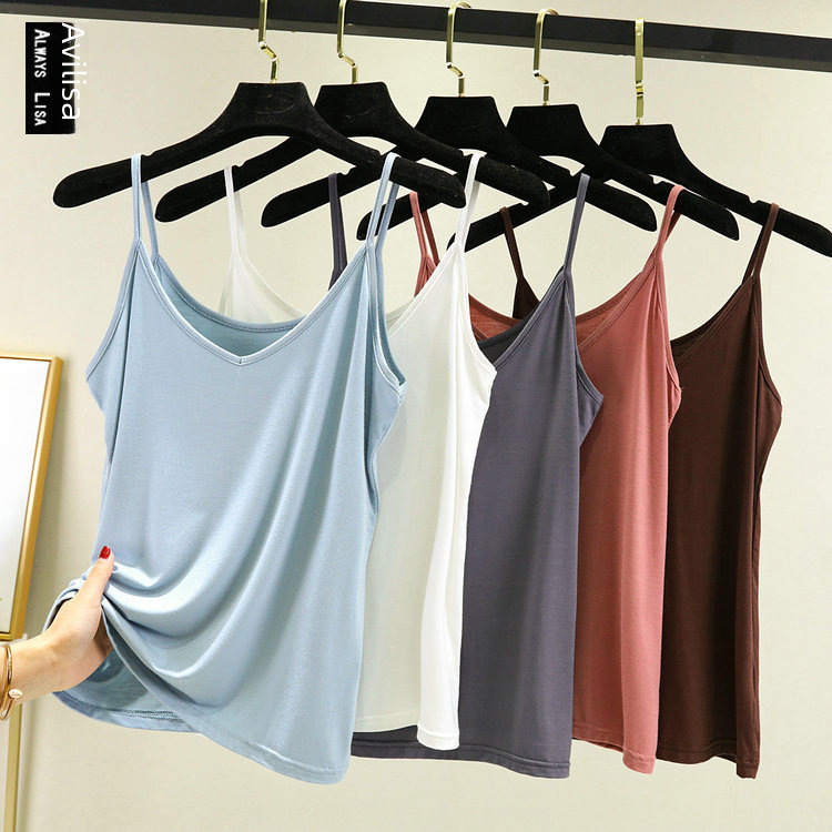 V-neck Modal cotton halter top plus size inside loose bottoming vest spring and summer women's clothing
