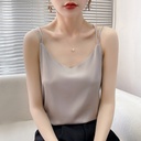 Acetic Acid Satin Shoulders Small Sling Back Women's Heart Summer Outer Wear Suit Inner Wear Fashionable Stylish Base Top