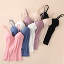 Women's Suspenders with Chest Pad One-piece Vest No Steel Ring Bra-free Camisole Vest for Women