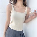 Spring and Autumn Ice Silk Knitwear Sling Vest Women's Sweater Slim-fit Hot Girl Top Short Korean-style Inner Base Shirt