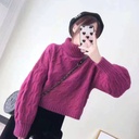 Fashion high collar long sleeve pullover women's thickened Korean version of loose autumn and winter inside twist sweater