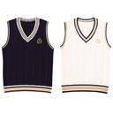 In stock College British style JK uniform embroidered V-neck girl vest student school uniform sweater vest sweater