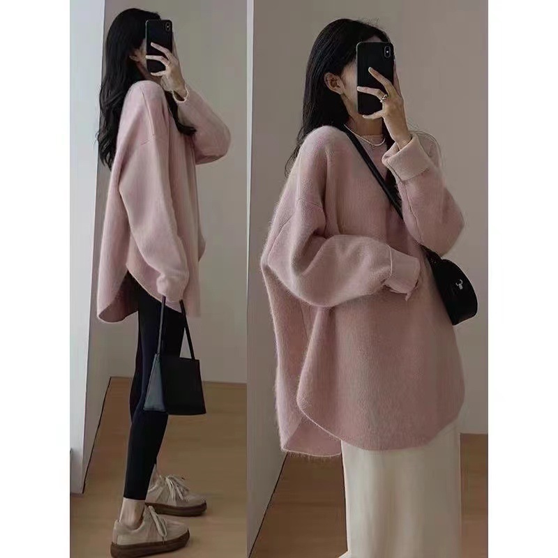 Women's sweater year popular autumn and winter women's clothing gentle lazy knitted bottoming shirt with soft glutinous top for women