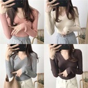 Core-spun Yarn V-neck Sweater Women's All-match Sexy Bottoming Shirt Top Slim-fit Sweater Trendy