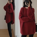 Knitted Sweater Autumn and Winter Women's Mid-length Loose Lazy Style High-end French Pullover Base Sweater