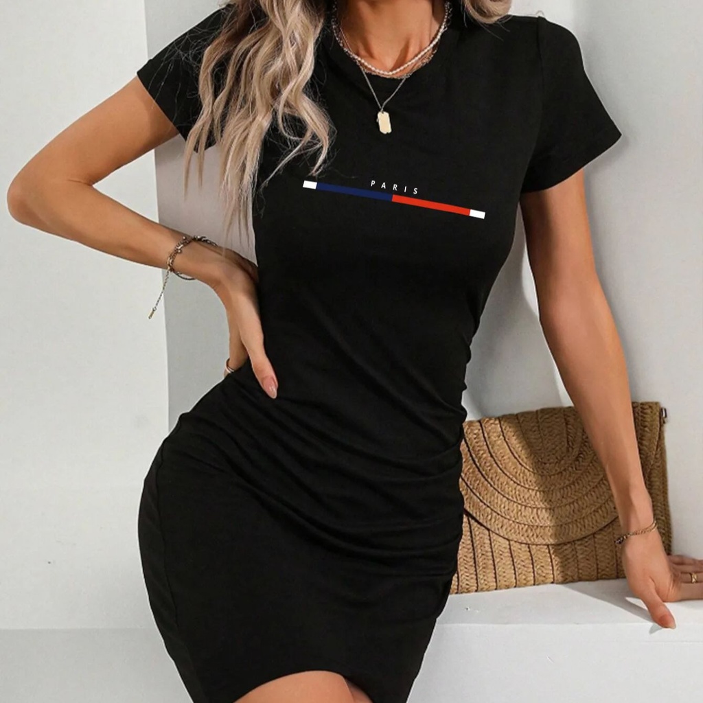 [12000057391606648] Print Mini Dress - TXQ-001 (XL)