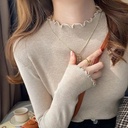 Autumn and Winter Sweater Women's Base Shirt Women's Inner Stylish Arrival Ear-rimmed Half-turtleneck Sweater Knitted Top