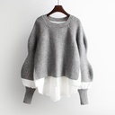 European Station Autumn European Women's Sweater Stitching Shirt Fake Two-Piece Set Women's Western Style Knitted Top