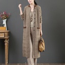 autumn and winter Wave knit cardigan National style retro long lazy wind long coat coat