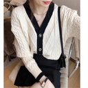 Autumn Chanel Style Knitted Cardigan Sweater Women's Short V-Neck Long Sleeve Fashionable Outer Jacket Women's Coat