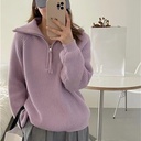 Zipper Turtleneck Sweater Women's Autumn and Winter Loose Korean Style Lazy Style Outward Wear Pullover Women's Trendy Sweater Top