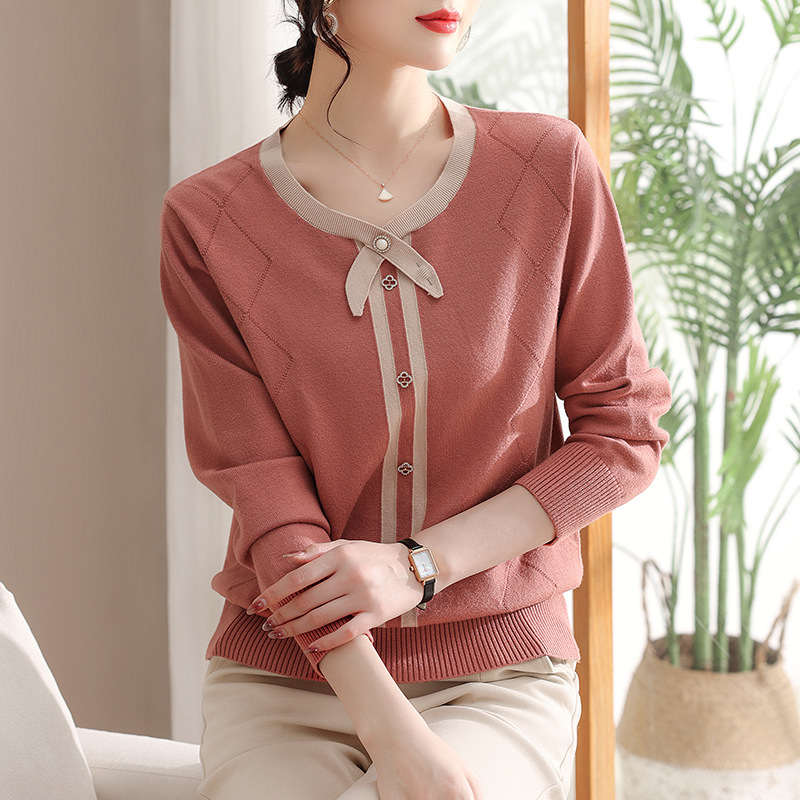 Free Shipping Young Mother Elegant Knitted Shirt Middle-aged Women's Women's Early Autumn Sweater Autumn Base Top