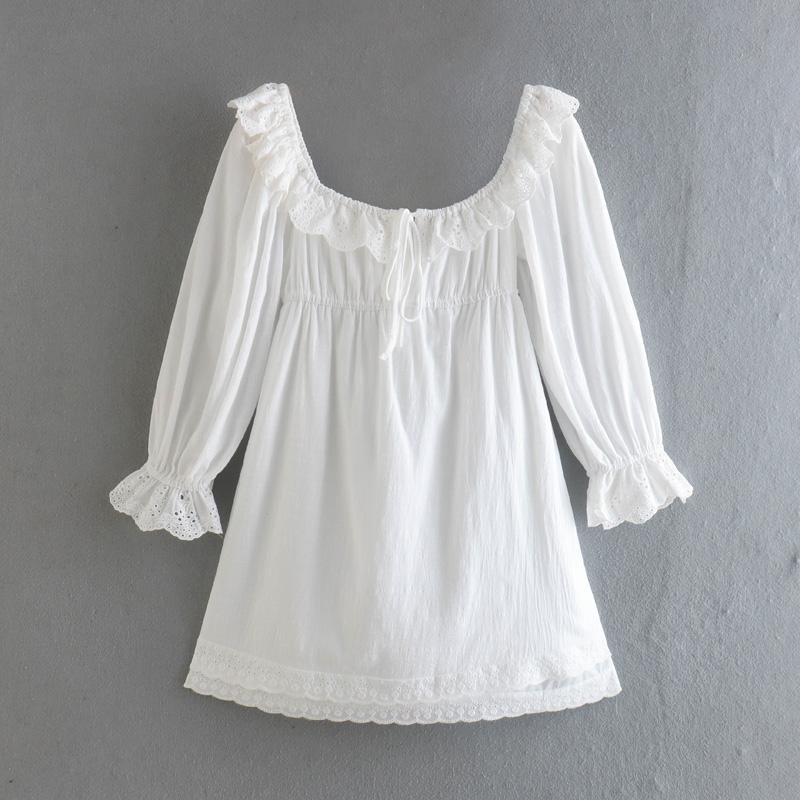 [12000028877862625] Square Neck Mini Dress (White, S)