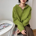 Zipper Hooded Knitted Cardigan Women's Autumn and Winter High-end Sense Korean Sweater Women's Thickened Top Trendy Outer Wear